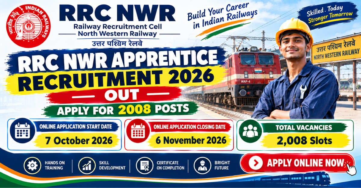 RRC North Western Railway Act Apprentice Recruitment 2026 Apply Online